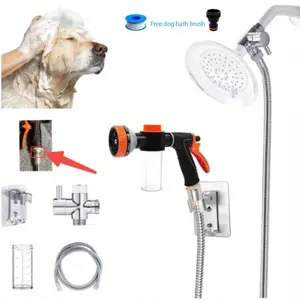 1Set Multi-Purpose Garden Hose Sprayer with Soap Dispenser - Lightweight Outdoor Pet Wash with Adjustable Water Flow Nozzle for Horse/Dog Bathing,Watering Plants and Car Washing