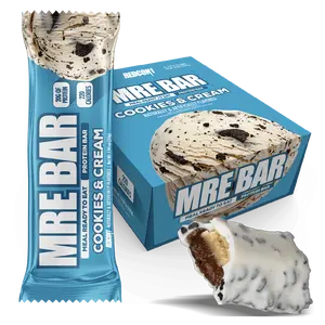 MRE Protein Bars, New, Candy Bar-Like Taste. 20g Protein | 220 Calories | 1g Sugar Bakery Inspired Flavors Soft Baked Texture MRE Protein Bars, New, Candy Bar-Like Taste. 20g Protein | 220 Calories | 1g Sugar Bakery Inspired Flavors Soft Baked Texture