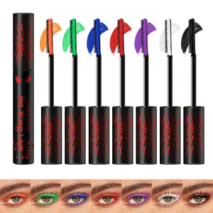 Halloween Rainbow Mascara, Lengthening Mascara, Waterproof Sweatproof Smudge Proof, High Pigment Lush Curl Volume, Perfect for Halloween Makeup Party