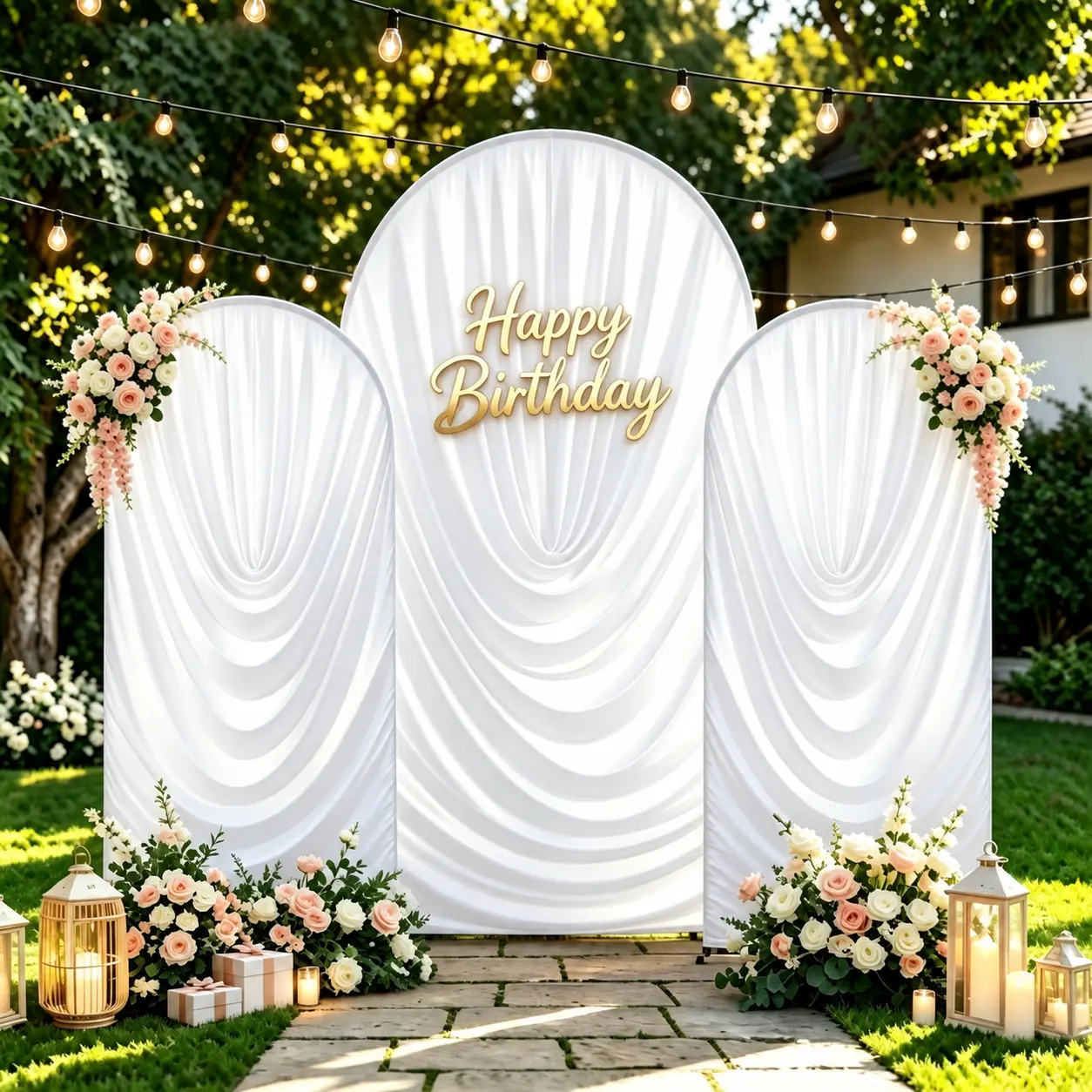 Draped Pleated Spandex Arch BackdropCover,Reusable Wrinkle-Free Soft Fabric DrapedBackdrop for 6FT/7.2FT Arch Frame，Wrinkle Free ElegantBackground for Wedding Ceremony Birthday PartyPhotoshoot Decor,homedecor,halloween decor,sohochic(Stand not included)