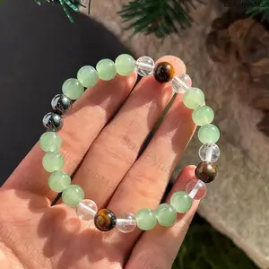 8mm Tiger's Eye & Crystal Bead Bracelet, Brings Serenity & Luck for Women