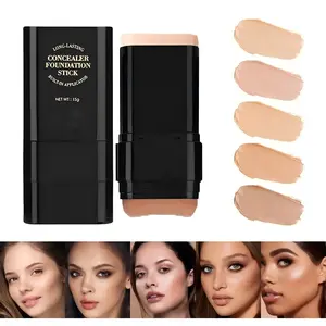6-Color Dual-Ended Concealer & Foundation Stick - Long-Lasting, Non-Smudging, Hydrating, Flawless, Waterproof, Sweatproof, All Skin Types, Essential for Beginners