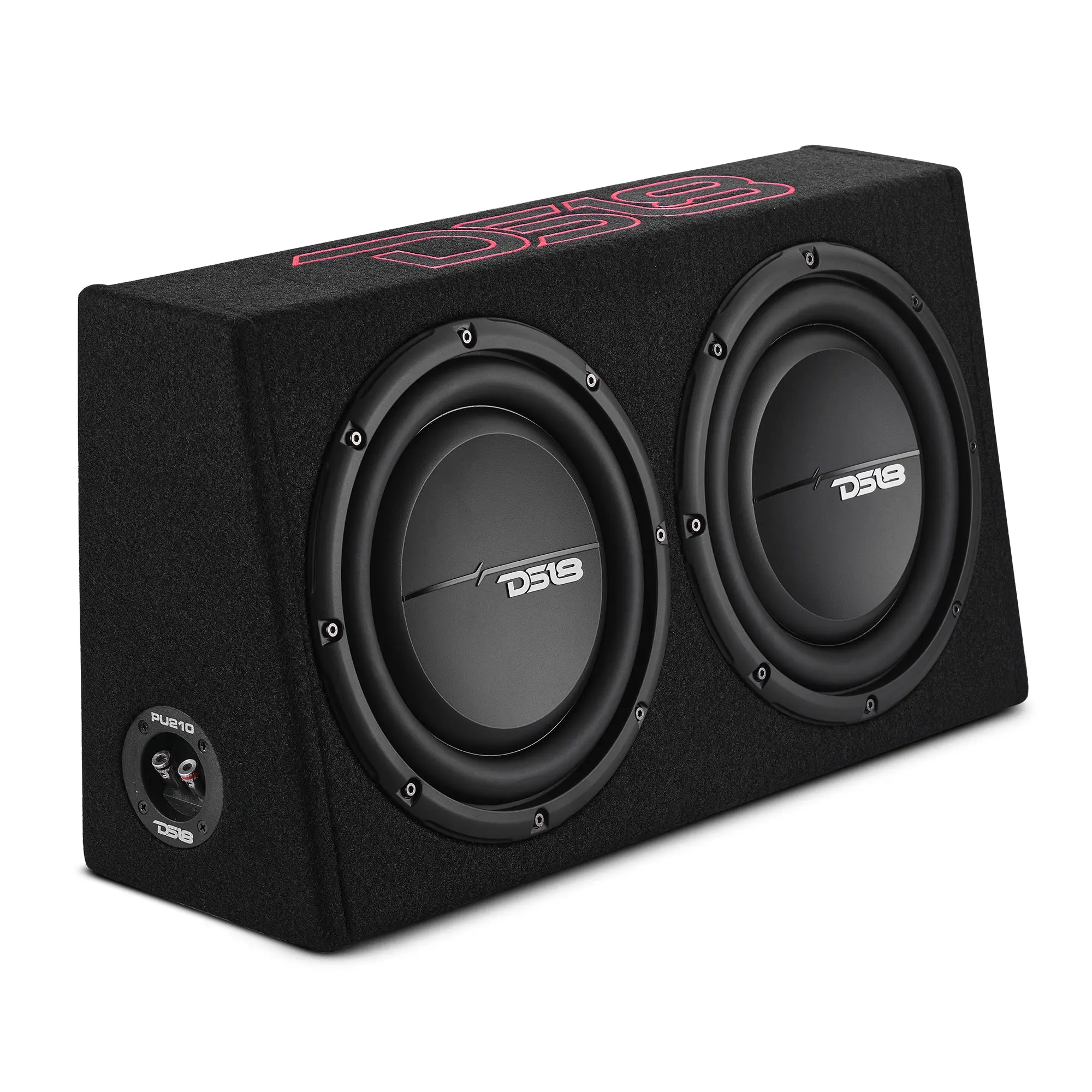 DS18 10” Loaded Subwoofers with Passive Radiator Enclosed Box, Loud Bass Speakers for Pickup Trucks, Car Audio Installation Compatible (PU210, Factory Look)