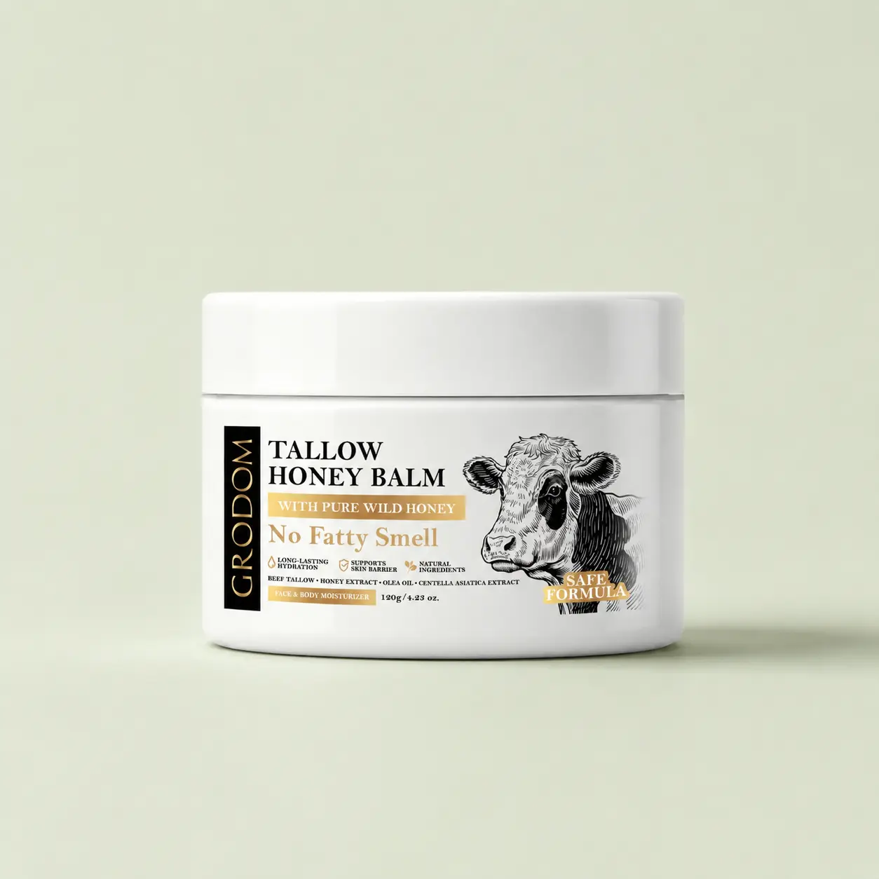 GRODOM Whipped Beef Tallow & Raw Honey Cream, Organic Moisturizer for Face and Body to Hydrate Dry Skin, 100% Natural Ingredients Balm, Moisture, Radiant Skin, Adults, Face Cream, Moisturizing, Beef Tallow Honey, Combination
