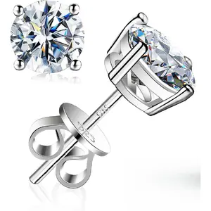 Stud Earrings GRA 925 Sterling Silver Earrings for Men 18K White Gold Plating Earrings for Women,wedding earrings(0.3Ct-4Ct)