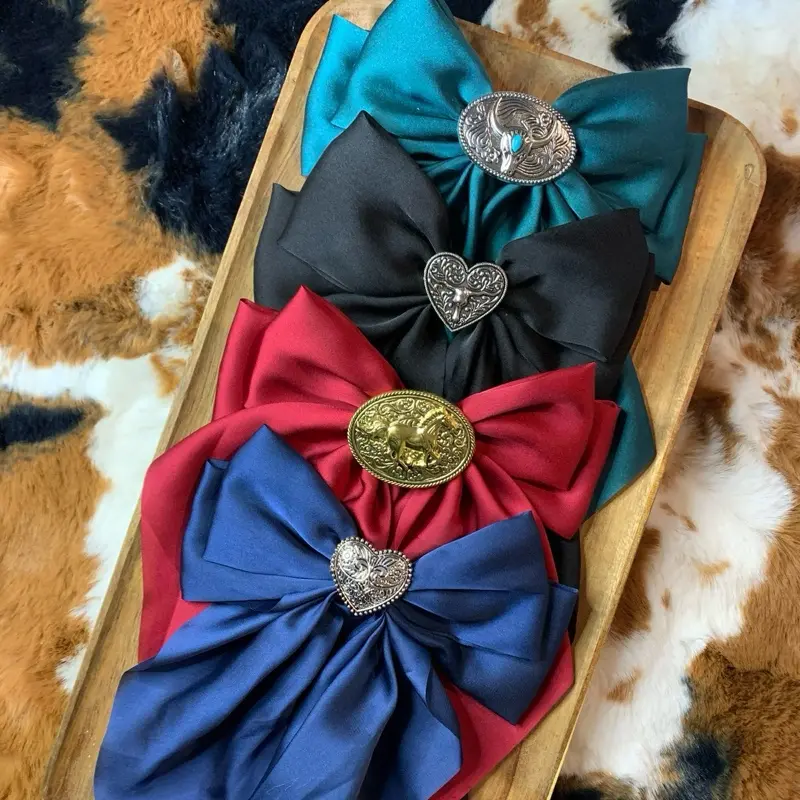 Hair Clip Set, Handmade Western Faux Leather Bows with Animal Print for Women, Unique Design Decorative Barrettes, Handmade Bow Set