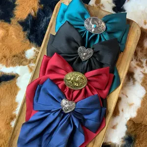 Western Handmade Hair Bows - Assorted Colors with Decorative Elements and Unique Design Barrettes Embrace The Elegance
