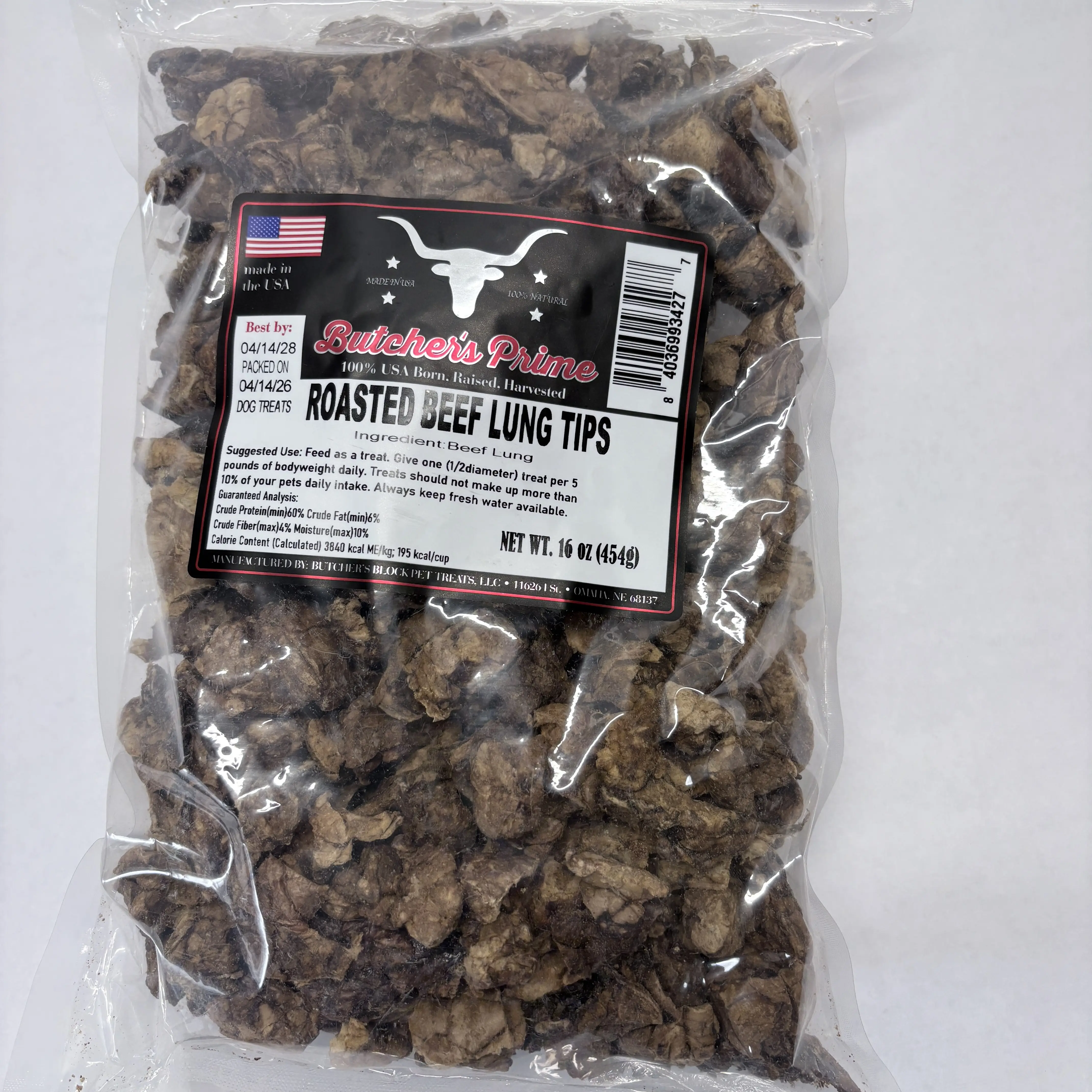 Butcher’s Prime Roasted Beef Lung Treats