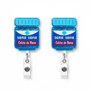 Sana Sana Retractable Badge Holder 2-Pack, Blue ABS Acryl Material with Clip for Nurses, Doctors, and Students, Nurse Badge Reel