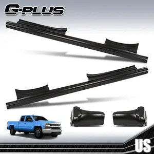 2pc Slip-on Rocker Cab Corner Set Fits 2014-2018 Chevy GMC Pickup 4 Door Ext Cab