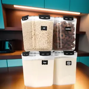 Flour Sugar Storage Containers Great Rice Canisters Sets Kitchen pantry, Large dry food storage plastic organizer airtight food seal box