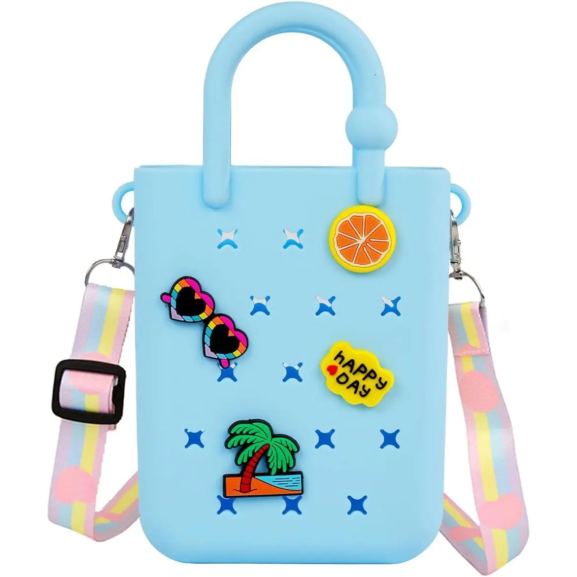 SQ-CPB035 Silicone Hole Handbag Toddler Purse With Adjustable Shoulder Strap Can Be Diy Decoration, Girls Birthday Gift