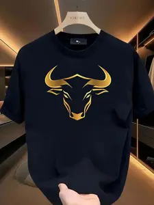Cool cow pattern T-shirt, create a unique dressing style, suitable for men, women, moms and friends, couple style, fashionable and loose, youthful and energetic, men's daily wear tops, women's gifts, women's tops