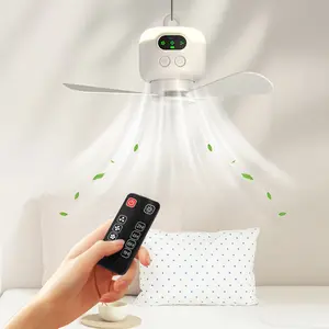 Portable USB Rechargeable Camping Ceiling Fan, Camping Tent Ceiling Fan, Outdoor Camping with Emergency Lighting and Remote Control Ceiling Fan with Night Light - Assembly Required - Disassembled Suitable for camping, dormitories and outdoor use