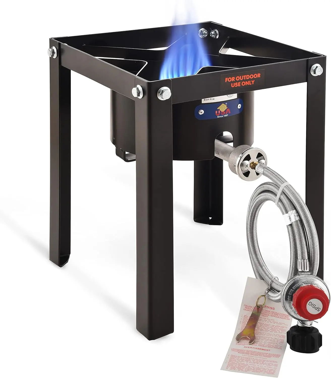 ARC ADVANCED ROYAL CHAMPION Heavy Duty Camping Gas Stove Outdoor Cooking Station - 55,000 BTU Heat Output Single Burner, Sturdy & Durable Alloy Steel Frame, Windshield, Quick Assembly, Lightweight for Camping, Tailgating | Camp Kitchen Equipment