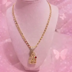 Santa Barbara Pendant Necklace Cuban Link Chain 14K Gold Plated 18inch– BS Jewelry