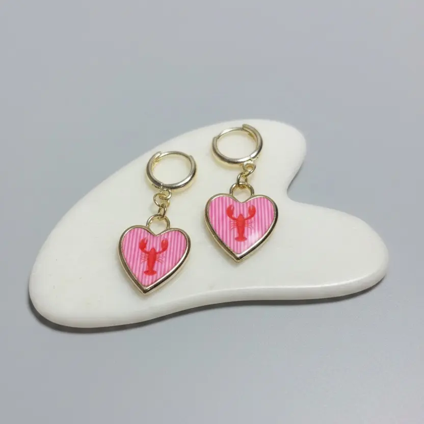 Pink Lobster Earrings