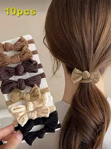 10 Coffee Color Hair Ties, Minimalist Daily Women's Accessories, Perfect for Autumn, Travel, and Everyday Styling, Scrunchies