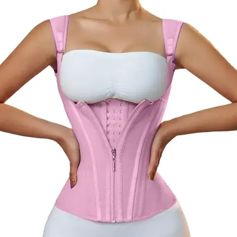 COOSHAPE Waist Trainer for Women Corset Shapewear Tummy Smoothing Vest Faja Waist Shaper Tank Top Workout Sport Girdle with Adjustable Strap Fit Zipper