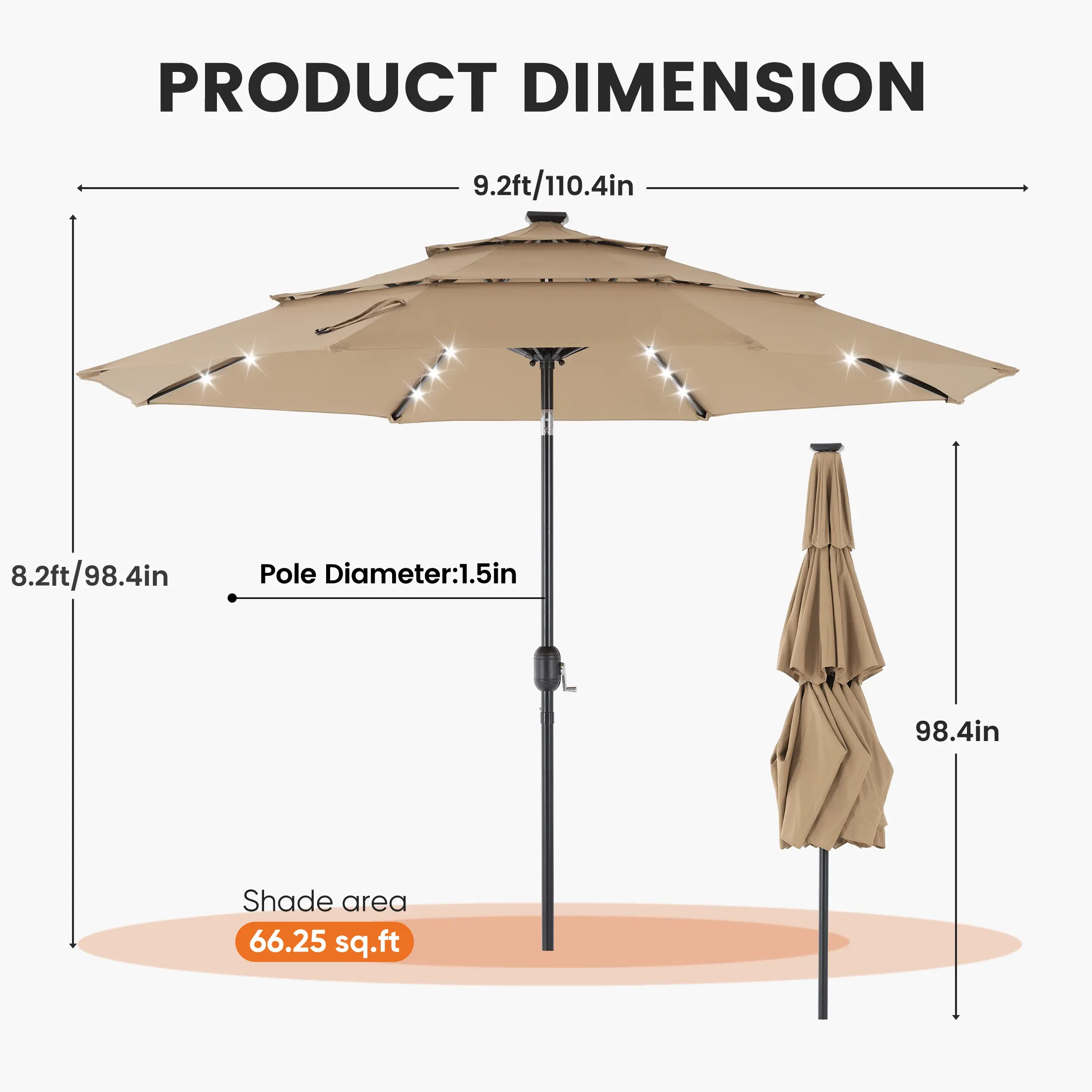 10 ft LED— Khaki