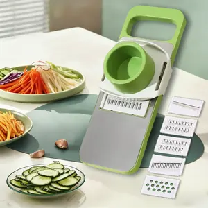 Multi-functional Vegetable Slicer with Cheese Grater AdjustableStainless Steel Blade Comfort Grip Safety Features Easy toClean Carrot Grater Cabbage Shredder Cucumber Slicer forKitchen - Utensils