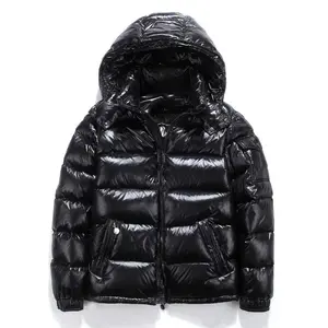 New Glossy Down Jackets Men Jackets Short Winter Hooded Women Thickened Warm-Keeping Cold-Proof Long Sleeve Cardigan Jacket Black Coats