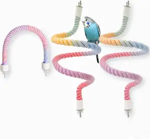 3PCS Gradient Bendable Bird Rope Perches - Climbing Toys Cage Accessories (2 Long + 1 Short) for Parakeet Lovebirds Cockatiels Budgies