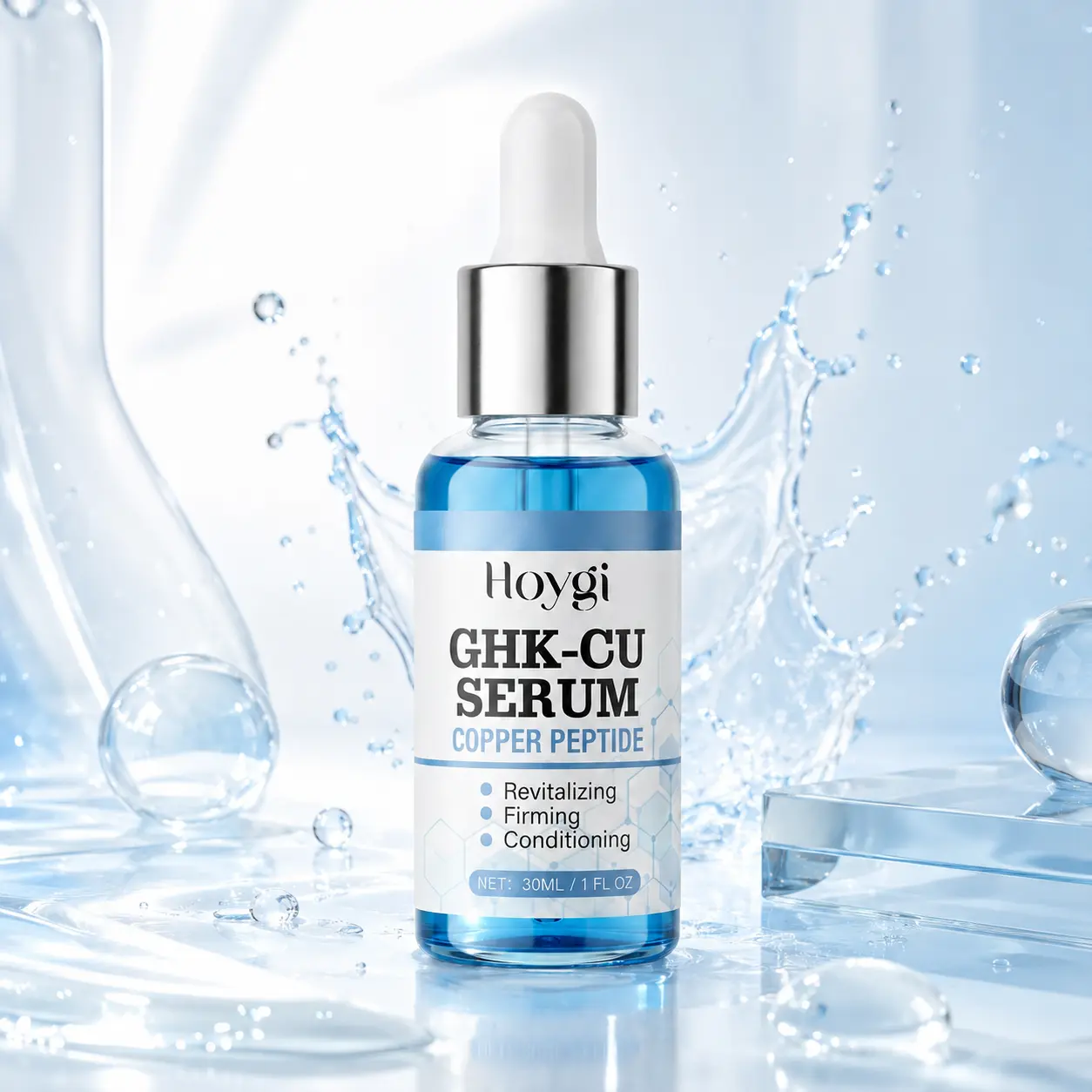 GHK-Cu Copper Peptide Liquid Face Serum, Skin Repair Anti-Aging Formula with Hyaluronic Acid for Firming, Wrinkle Reduction, Pore Control & Texture Regeneration, 1 fl oz