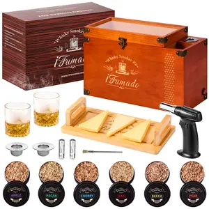 Electric Old Fashioned Smoker Kit – Whiskey Smoker Kit with Built-In Smoke Chamber & Storage, 2-in-1 Cocktail & Food Flavor Infuser, Premium Wooden Box, Best Gift for Men & Bourbon Lovers