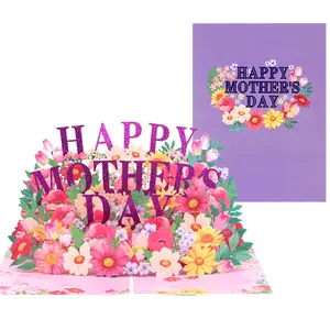 Mother's Day Gifts 3D Pop Up Happy Mothers Day Card, Handcrafted - 100% Recycled and Eco-Friendly, 8" x 6" Cover - with Note Tag