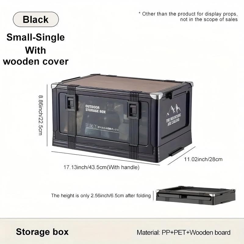 Foldable Camping Storage Box - Multi-Layer Thickened Design with Lid, Durable Plastic Portable Storage Container for Outdoor Picnics & Car Trips, Sturdy-Structure Auto Camping Accessory, Outdoor Storage Cabinet/Rack
