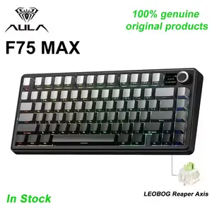 AULA F75 MAX Mechanical Gaming Keyboard 75% 3 Mode Wired/Bluetooth/2.4G Esports RGB Hot Swap TFT Screen PC/Mac Reef Black Ergonomic Design