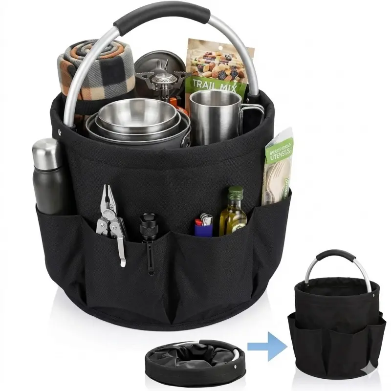 Multi-Functional Folding Camping Supplies Picnic Bag - Portable Storage for Hiking, Beach Trips, Outdoor Adventures