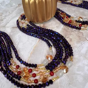 Royal Reflection Authentic Tie-On Waistbeads 50-60 Inches Handcrafted Glass Seed Beads Adjustable Fit Ghana Imported Ethical & Cultural Symbolic Color Meanings