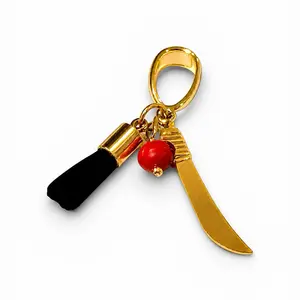 Dige de azabache y peonia en orolaminado con su conector