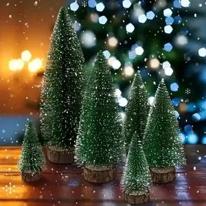 Mini Snowy Christmas Trees – Rustic Winter Wonderland Tabletop Decorations for Holiday Village, DIY Crafts, and Festive Displays