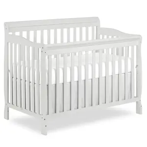 4-In-1 Convertible Crib for Infant, Greenguard Gold & JPMA Certified, Non-Toxic Solid Pinewood Grey Finish, 4 Mattress Height Settings, Height Adjustable Infant & Toddler Bed, Height Adjustable Crib