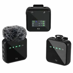 Wireless Lavalier Microphone System Bluetooth Audio Video Voice Recording Mic for iPhone Android Mobile Phone Interview Camera