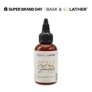 BASK AND LATHER Scalp Stimulator Hair Growth Oil - Lightweight Rosemary & Mint Blend for Thicker, Fuller Hair, Alopecia Support & Hair Regrowth