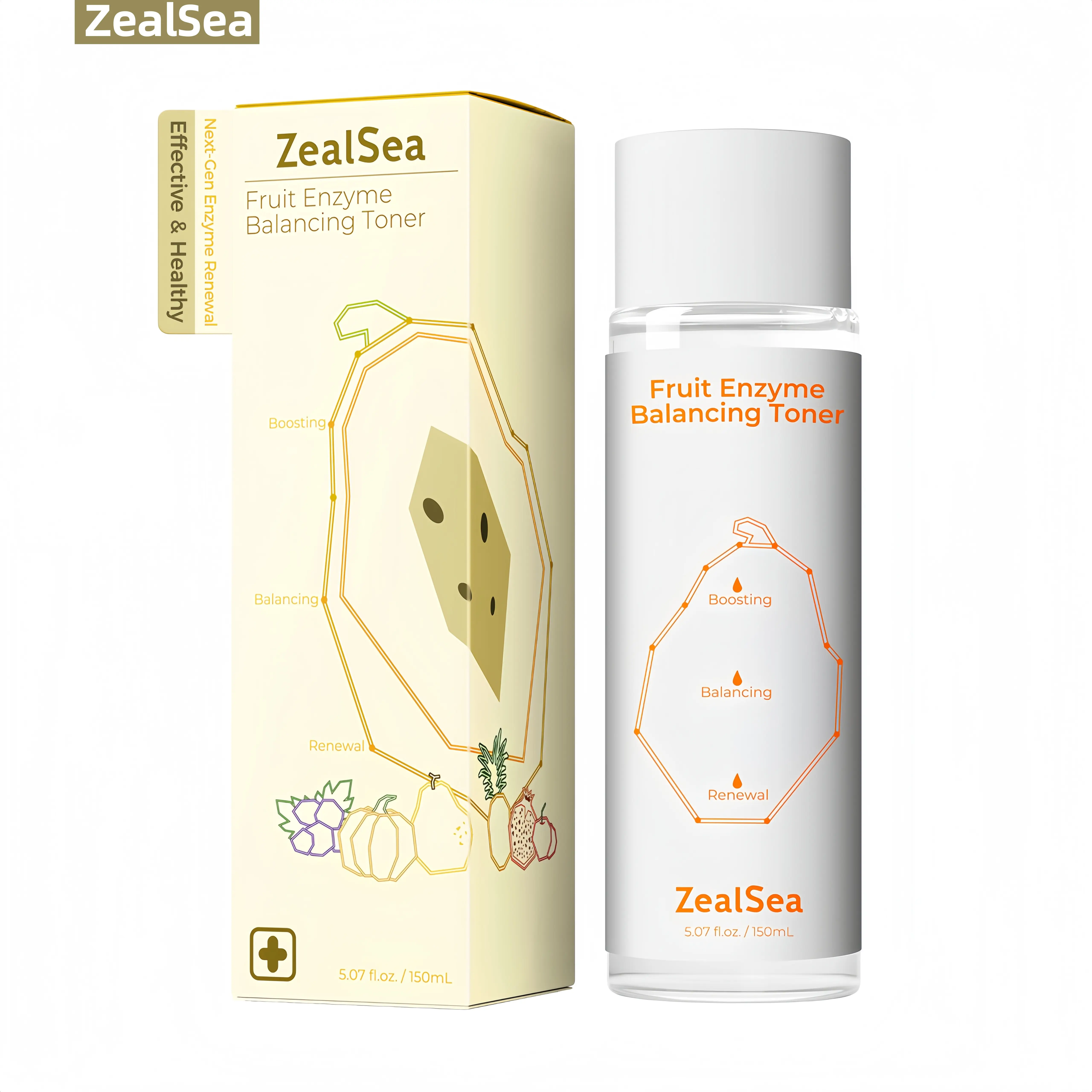 ZealSea Fruit Enzyme Toner, Gentle Exfoliating Face Toner for Sensitive Skin, Hydrating Skin Prep with Healthy Enzymes for Daily & Long-Term Use，Smooth Texture, Oil-Water Balance & Healthy Glow, Skin Prep for Better Absorption, Teen Friendly, 150ML