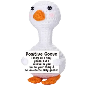 Mini Goose Easter Basket Stuffers for Teens Girls Women Crochet Positive Goose Emotional Cheer Support Easter Gifts for Kids Birthday Graduation Gift for Her College Nurse Friend Bestie Coworker