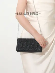 Rhinestone Decor Pleated Clutch Bag, Elegant Handbag for Party and Events, Fashionable Shoulder Crossbody Chain Bag, 1pc