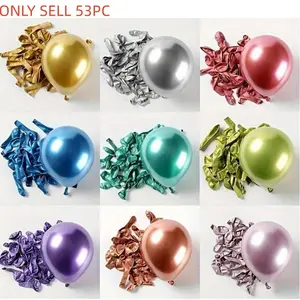 53 Piece Party Decoration Set, Includes 50 Colorful Balloons & Ribbons, Perfect for Birthdays, Weddings, Christmas, Outdoor Parties