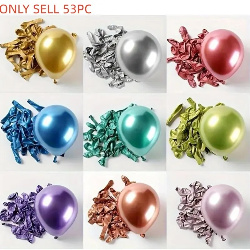 53 Piece Party Decoration Set, Includes 50 Colorful Balloons & Ribbons, Perfect for Birthdays, Weddings, Christmas, Outdoor Parties