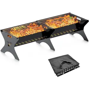 2 Packs 31 Inch Portable Folding Camping Campfire Charcoal Grill Heavy Duty Firepit Grate with Carry Bag for Outdoor Cooking BBQ Backpacking Bonfire Patio Backyard