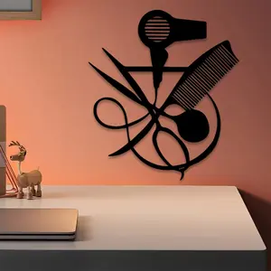 1pc Hairdresser Metal Wall Art, Salon Theme, Modern Artistic Home Decoration, Perfect for Beauty Salon Wall, Anniversary Gift, Ideal for Stylists, Durable Metal
