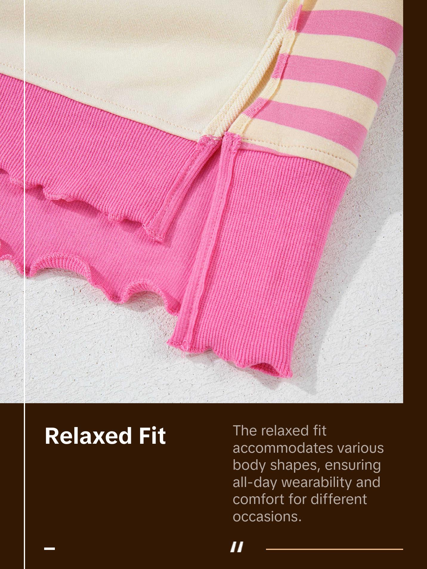 Pink Stripe Colorblock Patchwork Collared French Terry Knit Top - Soft & Warm Pullover with Polished Neckline