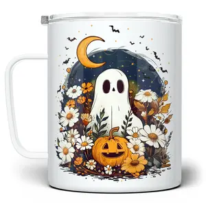 LOFTIPOP Halloween Ghost Mug, Cute Retro Spooky Floral Fall Autumn Cup, Designed and Printed in the USA by Loftipop