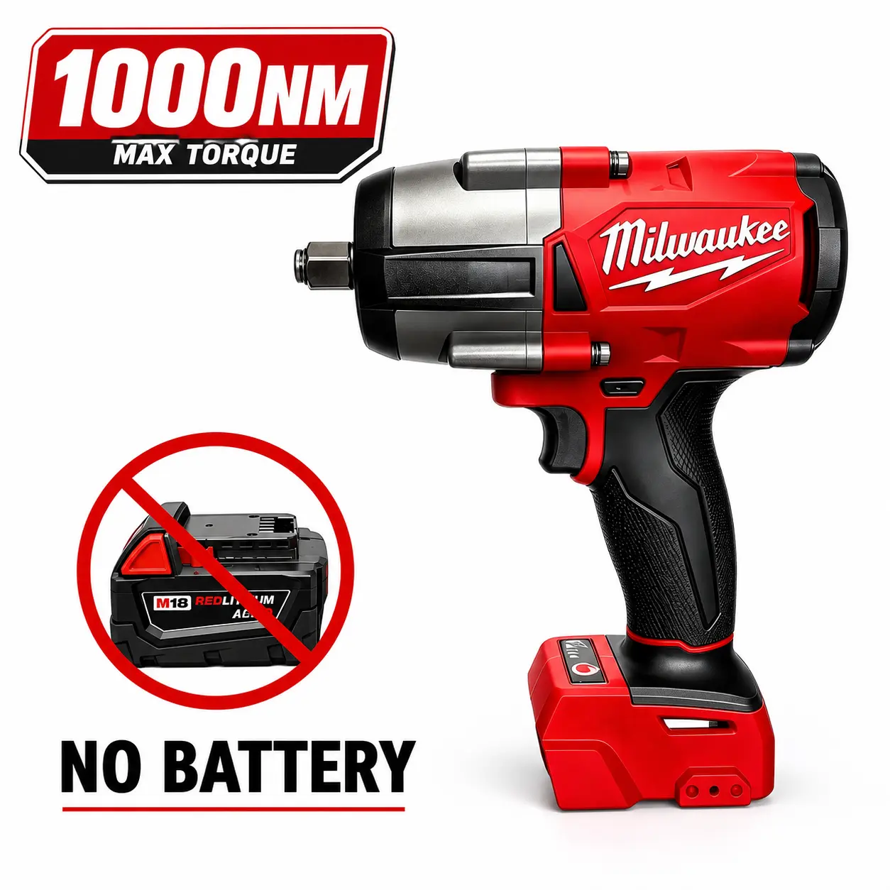 Milwaukee M18 Heavy-Duty Torque Wrench, 1000Nm High-Torque Hand Tool for Heavy Equipment Maintenance