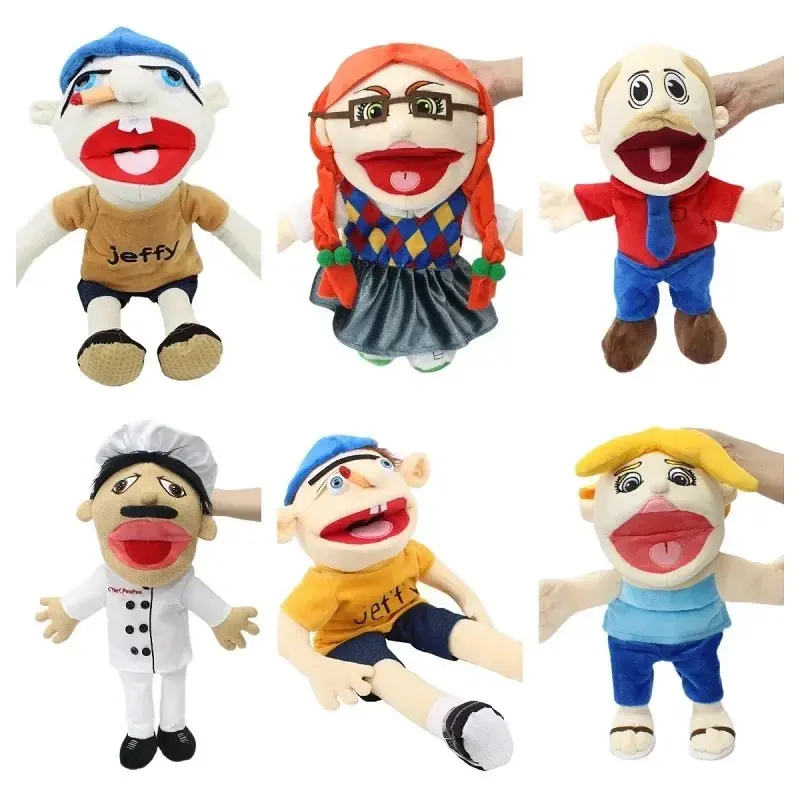 40-60cm Jeff Hand Puppet Toy Open Mouth Funny Plush  big plush Toy Zombie Rock Jeff Family Hand Puppet Mouth Move Children Toys